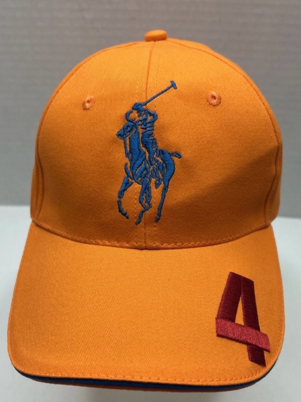 Ralph Lauren Orange Baseball Cap with Blue Polo Pony